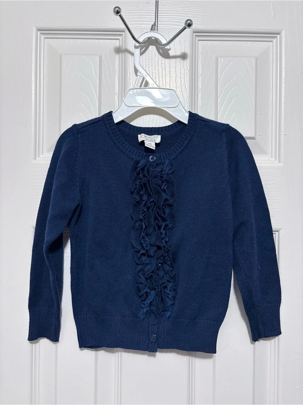Pre-owned Children’s Place Navy Blue Ruffle Cardigan  for girls/Size: 4T